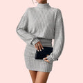 Lantern-Ärmel – Bodycon-Kleid aus geripptem Strick
