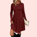 Langarm-Tunika-Kleid mit Rundhalsausschnitt