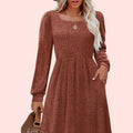 Puff-Langarm-Strickkleid
