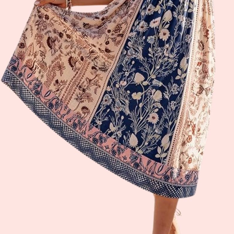 Kurzarm – Boho-Patchwork-Print